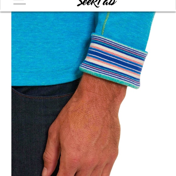 ROBERT GRAHAM ‘ABDUL’ 1/4 ZIP LONG SLEEVE KNIT - MINT COLOR - CLASSIC FIT - Picture 8 of 10